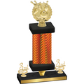 Premium Single Orange Carbon Fiber Third Place Bowling Trophy