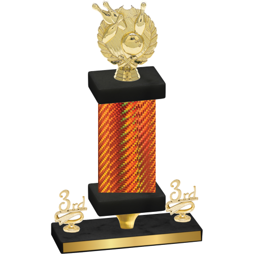 Premium Single Orange Carbon Fiber Third Place Bowling Trophy