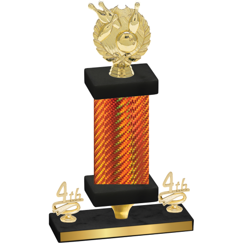 Premium Single Orange Carbon Fiber Fourth Place Bowling Trophy