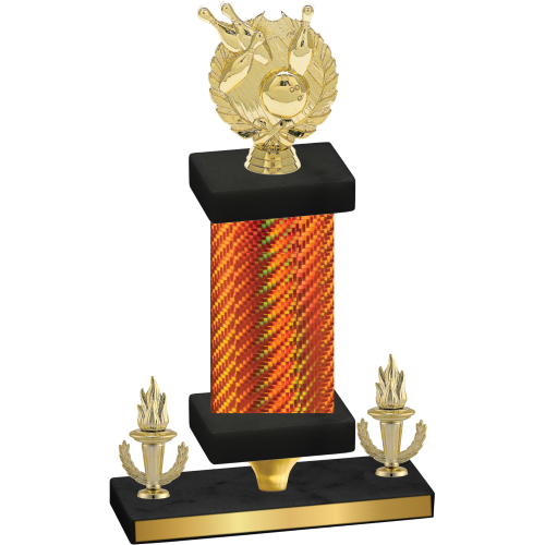 Premium Single Orange Carbon Fiber Victory Bowling Trophy