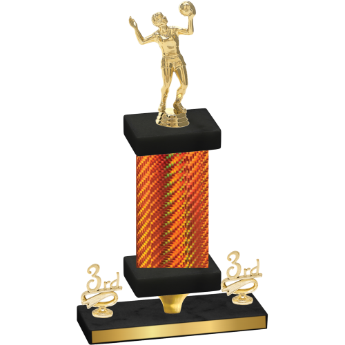 Premium Single Orange Carbon Fiber Third Place Volleyball Trophy