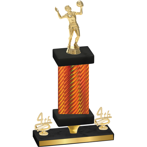 Premium Single Orange Carbon Fiber Fourth Place Volleyball Trophy