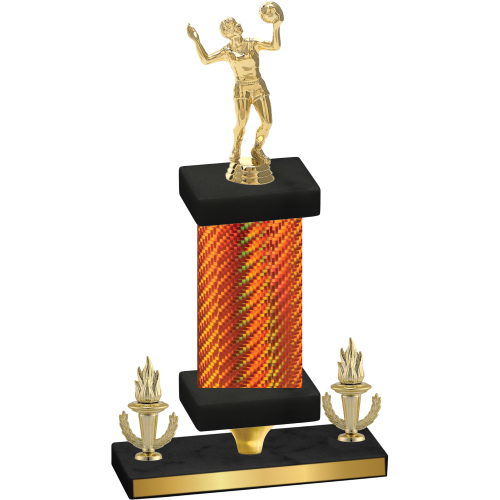 Premium Single Orange Carbon Fiber Victory Volleyball Trophy