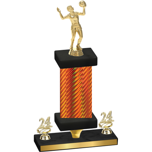 Premium Single Orange Carbon Fiber Year Volleyball Trophy