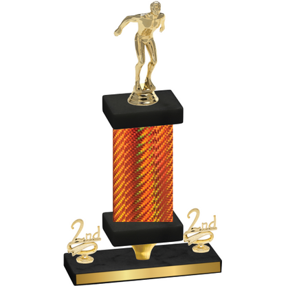 Premium Single Orange Carbon Fiber Second Place Swimming Trophy