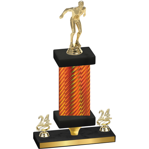 Premium Single Orange Carbon Fiber Year Swimming Trophy