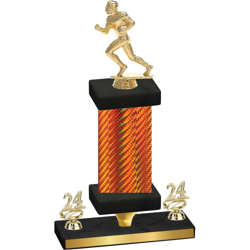 Premium Single Orange Carbon Fiber Year Football Trophy