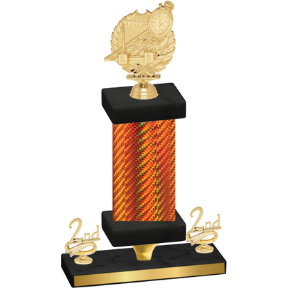 Premium Single Orange Carbon Fiber Second Place Swimming Trophy