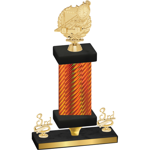 Premium Single Orange Carbon Fiber Third Place Swimming Trophy