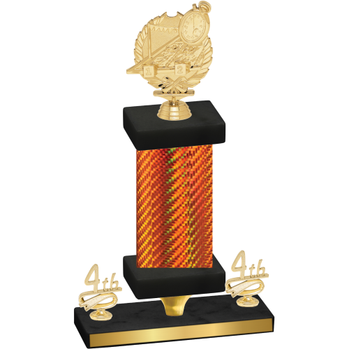 Premium Single Orange Carbon Fiber Fourth Place Swimming Trophy