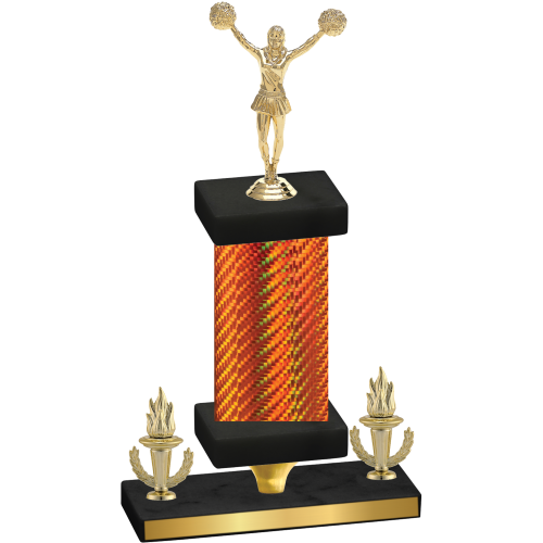 Premium Single Orange Carbon Fiber Victory Cheerleading Trophy