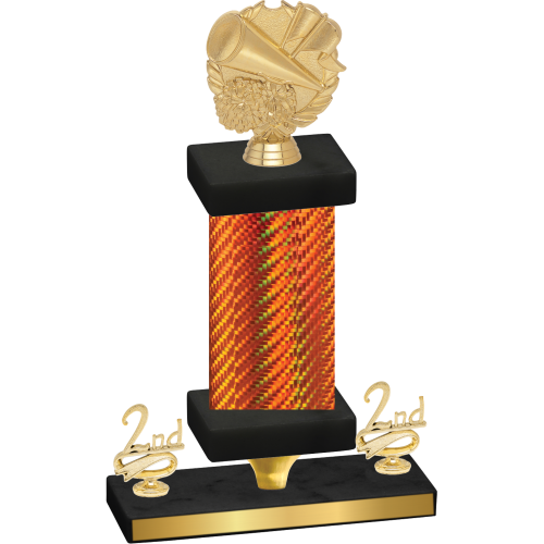 Premium Single Orange Carbon Fiber Second Place Cheerleading Trophy