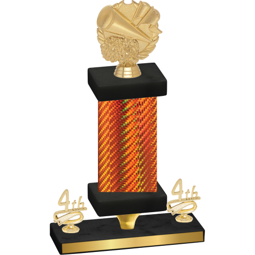 Premium Single Orange Carbon Fiber Fourth Place Cheerleading Trophy