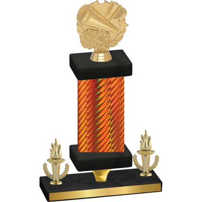 Premium Single Orange Carbon Fiber Victory Cheerleading Trophy