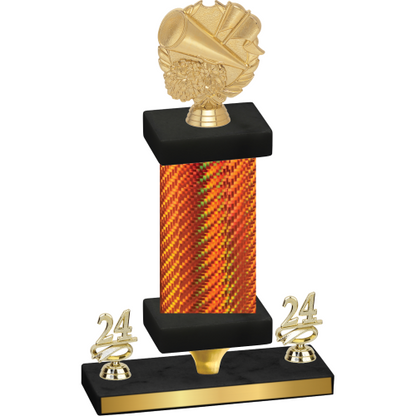Premium Single Orange Carbon Fiber Year Cheerleading Trophy