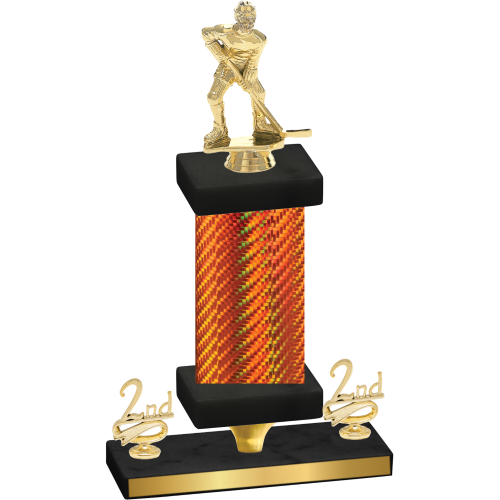 Premium Single Orange Carbon Fiber Second Place Hockey Trophy