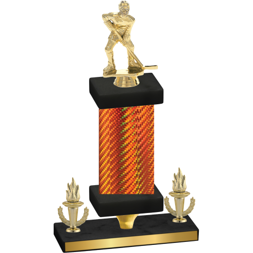 Premium Single Orange Carbon Fiber Victory Hockey Trophy