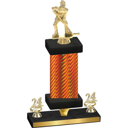 Premium Single Orange Carbon Fiber Year Hockey Trophy