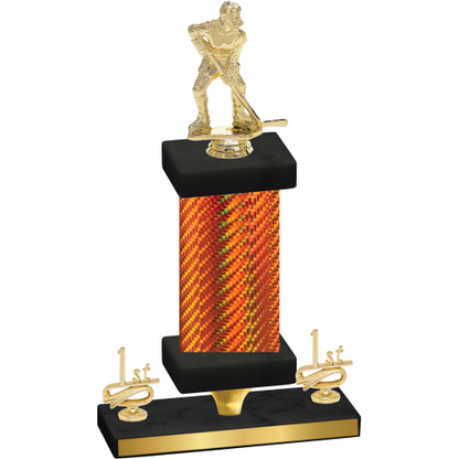 Premium Single Orange Carbon Fiber First Place Hockey Trophy