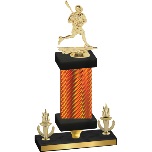 Premium Single Orange Carbon Fiber Victory Lacrosse Trophy