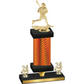 Premium Single Orange Carbon Fiber Year Lacrosse Trophy