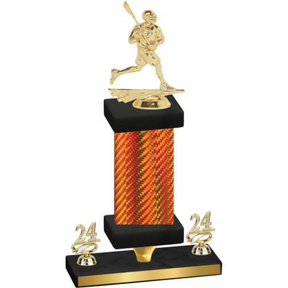 Premium Single Orange Carbon Fiber Year Lacrosse Trophy
