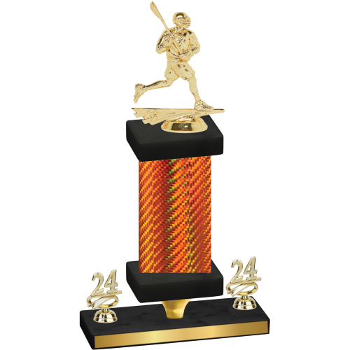 Premium Single Orange Carbon Fiber Year Lacrosse Trophy