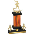 Premium Single Orange Carbon Fiber Victory Lacrosse Trophy