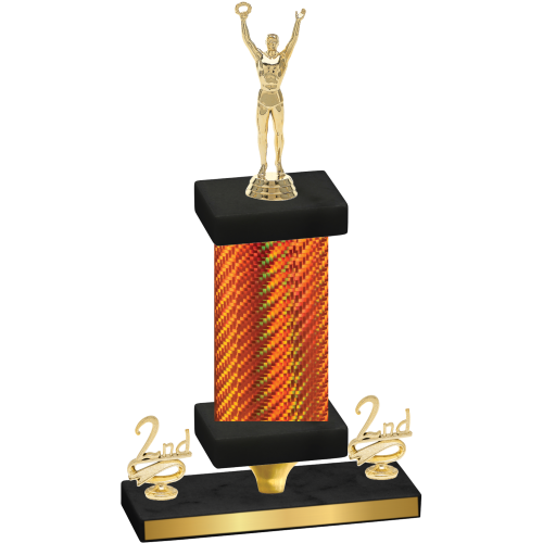 Premium Single Orange Carbon Fiber Second Place Victory Trophy