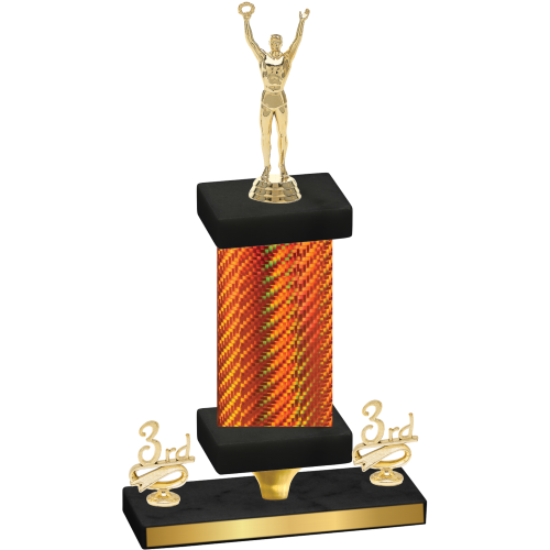 Premium Single Orange Carbon Fiber Third Place Victory Trophy