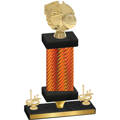 Premium Single Orange Carbon Fiber First Place Basketball Trophy