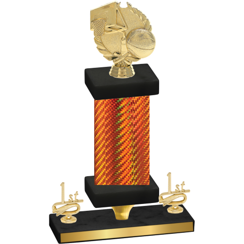 Premium Single Orange Carbon Fiber First Place Basketball Trophy