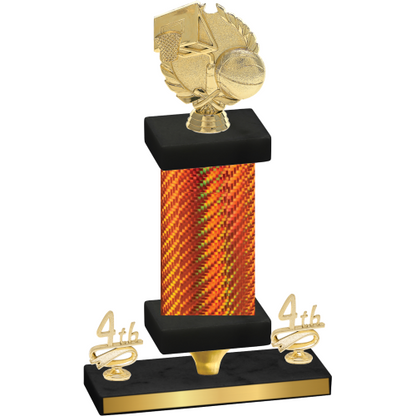 Premium Single Orange Carbon Fiber Fourth Place Basketball Trophy
