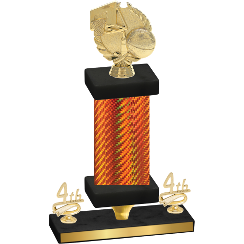 Premium Single Orange Carbon Fiber Fourth Place Basketball Trophy