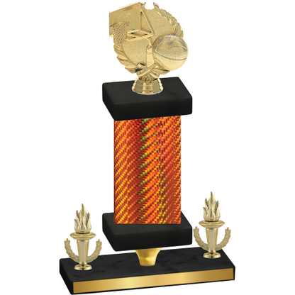 Premium Single Orange Carbon Fiber Victory Basketball Trophy