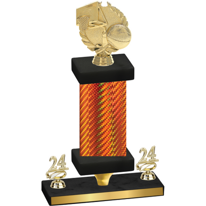 Premium Single Orange Carbon Fiber Year Basketball Trophy