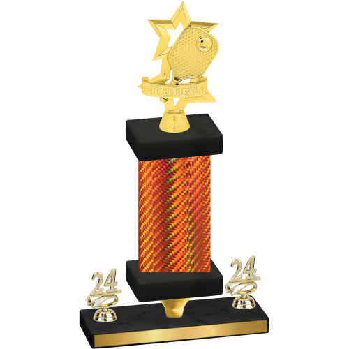 Premium Single Orange Carbon Fiber Year Pickleball Trophy