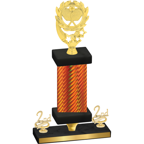 Premium Single Orange Carbon Fiber Second Place Pickleball Trophy