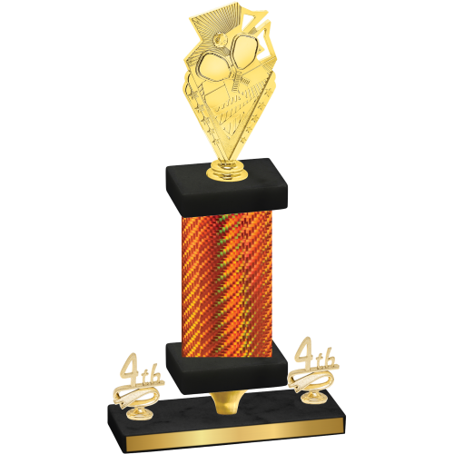 Premium Single Orange Carbon Fiber Fourth Place Pickleball Trophy