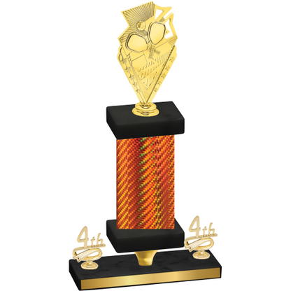 Premium Single Orange Carbon Fiber Fourth Place Pickleball Trophy
