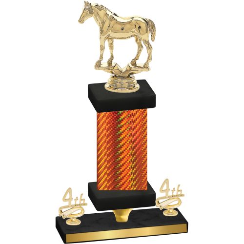 Premium Single Orange Carbon Fiber Fourth Place Horses Trophy