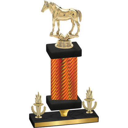Premium Single Orange Carbon Fiber Victory Horses Trophy