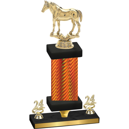 Premium Single Orange Carbon Fiber Year Horses Trophy