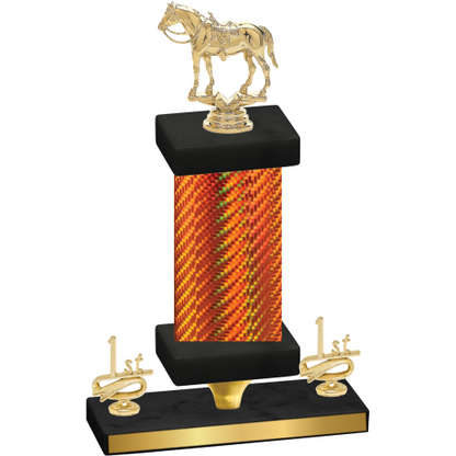 Premium Single Orange Carbon Fiber First Place Horses Trophy