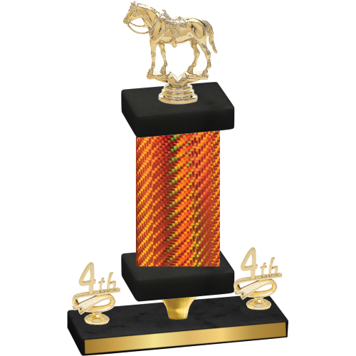 Premium Single Orange Carbon Fiber Fourth Place Horses Trophy
