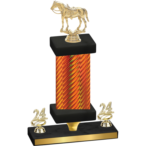 Premium Single Orange Carbon Fiber Year Horses Trophy
