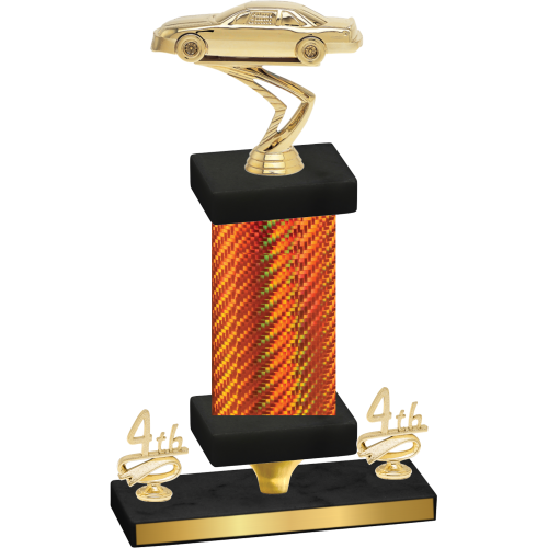 Premium Single Orange Carbon Fiber Fourth Place Cars Trophy
