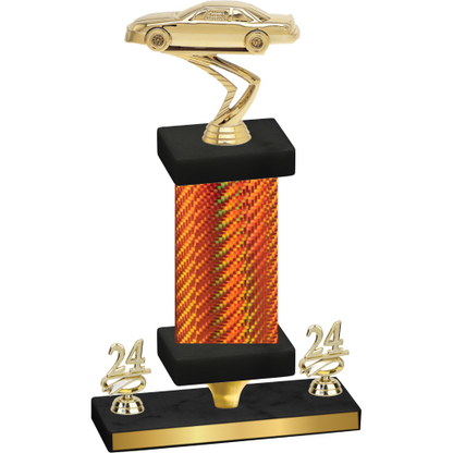 Premium Single Orange Carbon Fiber Year Cars Trophy