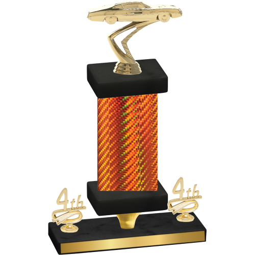 Premium Single Orange Carbon Fiber Fourth Place Cars Trophy