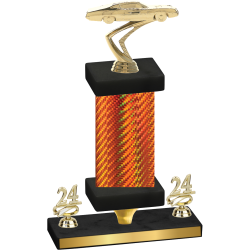 Premium Single Orange Carbon Fiber Year Cars Trophy